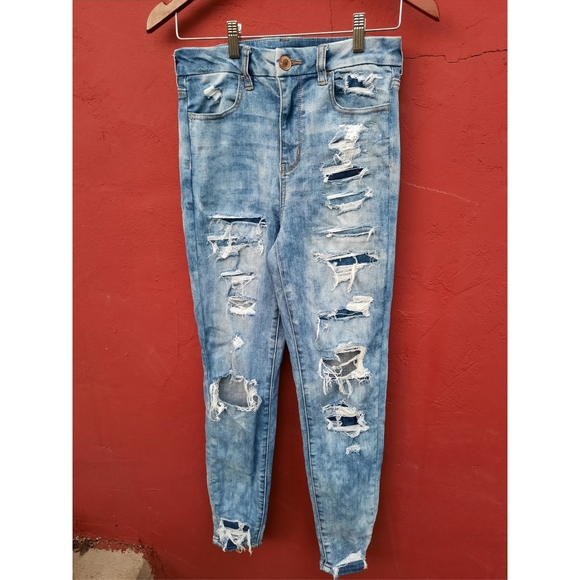 AEO American Eagle Curvy Hi Rise Jegging Distressed Skinny Jeans 6 Regular - Picture 2 of 11